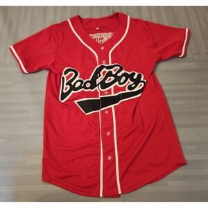 Bad Boy Records Baseball Jersey Red Hip Hop Streetwear Mens Medium